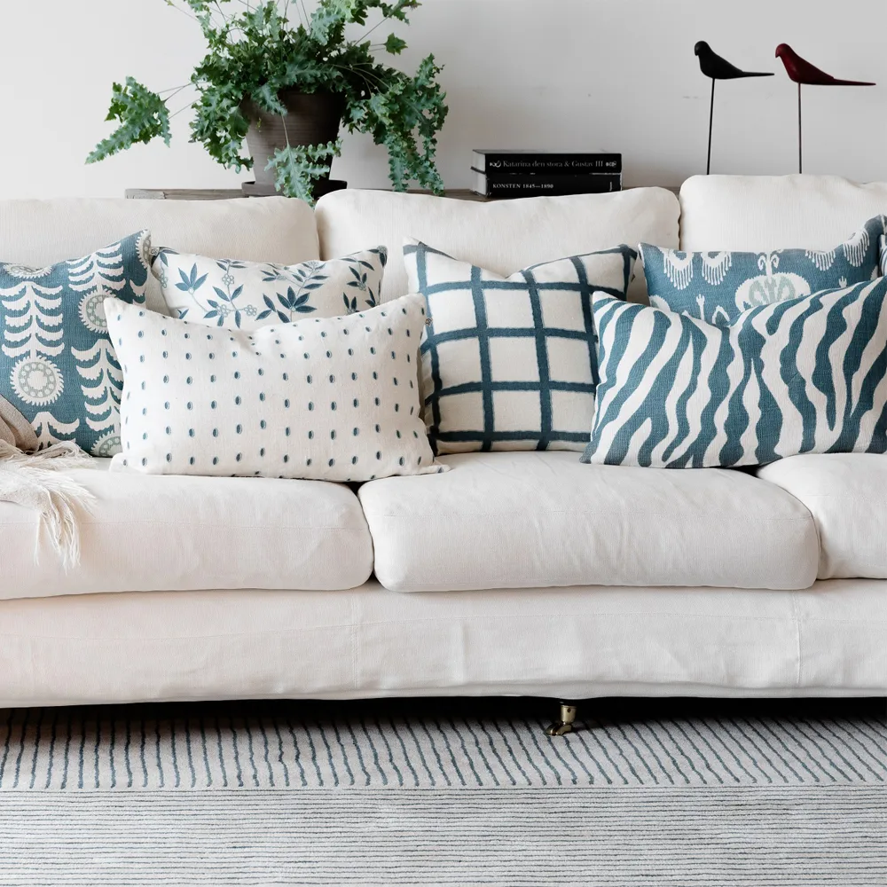 Amar cushion cover 50x50 cm, white-blue-aqua Chhatwal & Jonsson