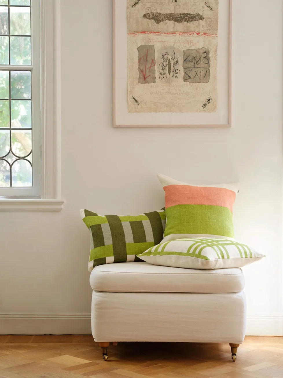 Benaras cushion cover, Cactus green-lime-aqua, 40x60 cm Chhatwal & Jonsson