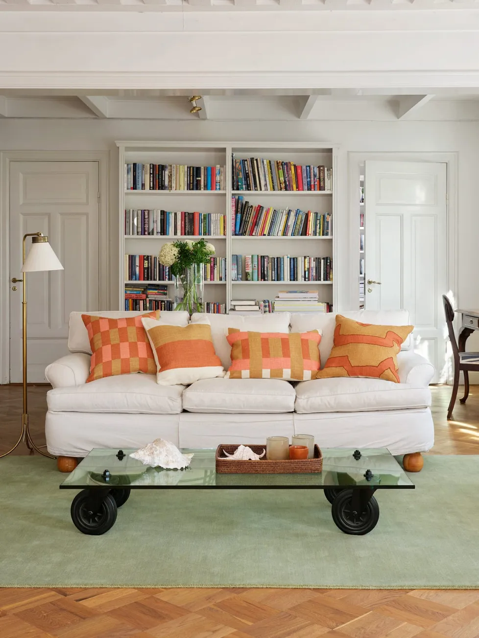 Benaras cushion cover, Khaki-rose-apricot orange, 40x60 cm Chhatwal & Jonsson