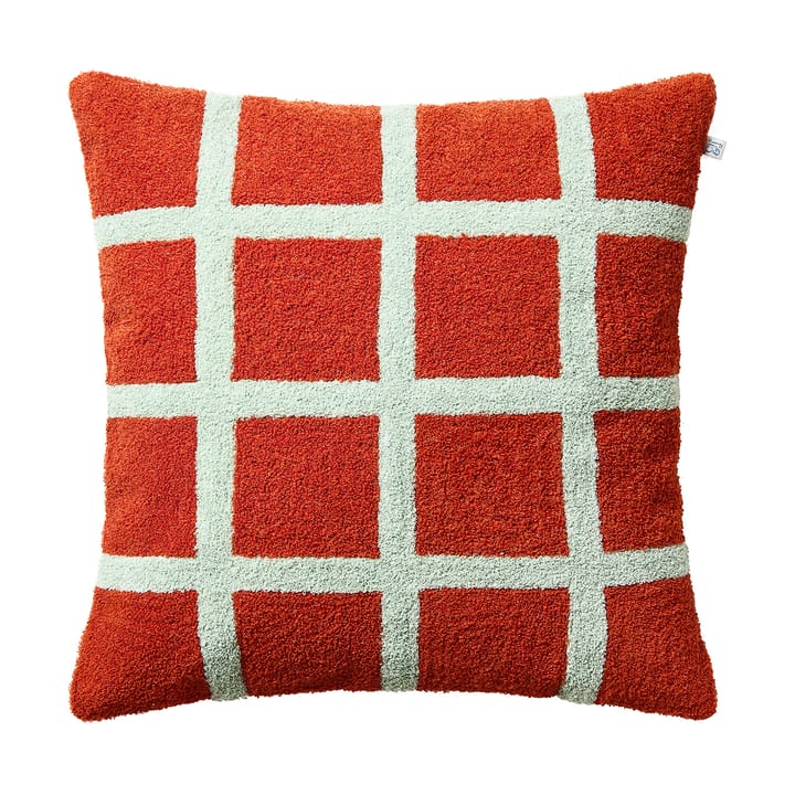 Check cushion cover 50x50 cm - Apricot Orange-Aqua - Chhatwal & Jonsson