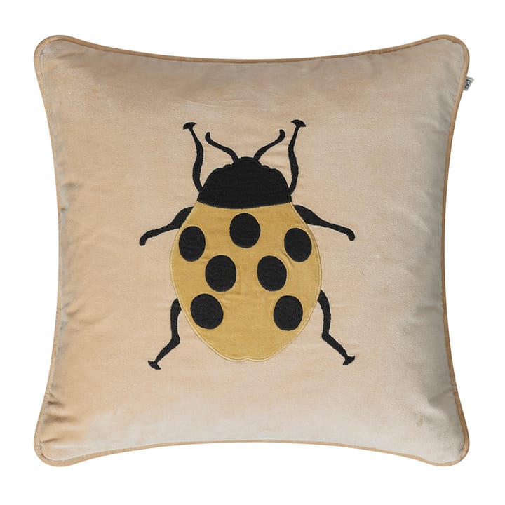 Embroidered Beetle cushion cover 50x50 cm - beige-spicy yellow - Chhatwal & Jonsson