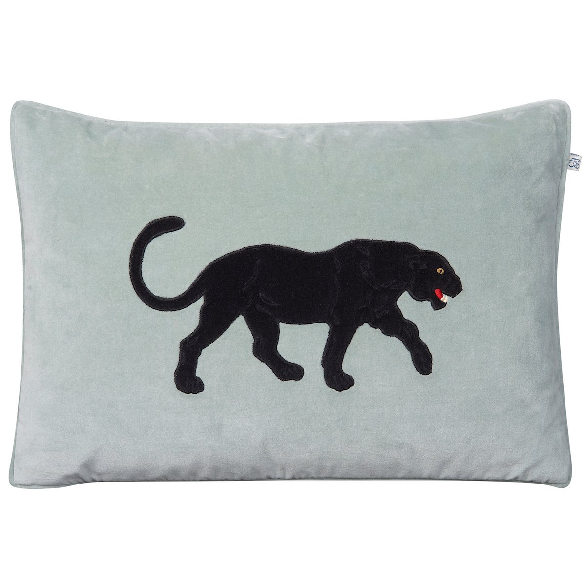 Chhatwal & Jonsson Embroidered Black Panther cushion cover 40x60 cm Aqua