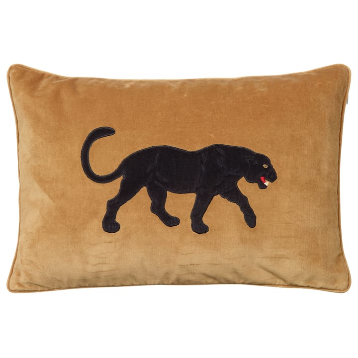 Embroidered Black Panther cushion cover 40x60 cm - Masala yellow - Chhatwal & Jonsson