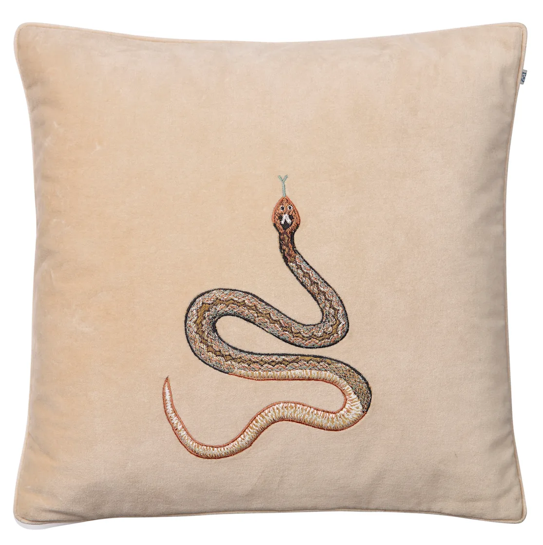 Embroidered Cobra cushion cover 50x50 cm, Beige Chhatwal & Jonsson