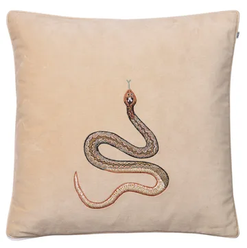 Embroidered Cobra cushion cover 50x50 cm - Beige - Chhatwal & Jonsson