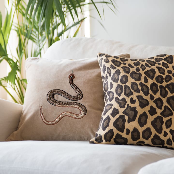 Embroidered Cobra cushion cover 50x50 cm - Beige - Chhatwal & Jonsson