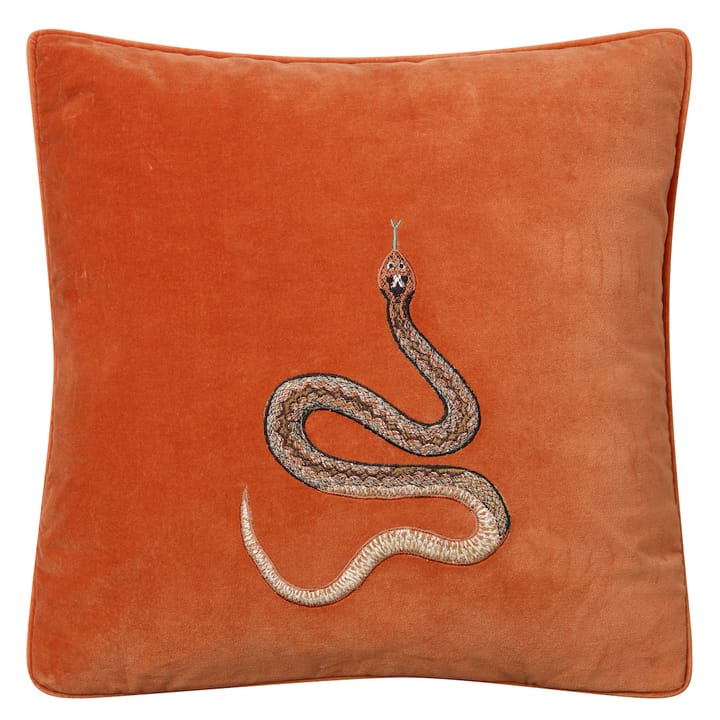 Embroidered Cobra cushion cover 50x50 cm - Orange - Chhatwal & Jonsson