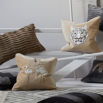 Embroidered Flamingo cushion cover 50x50 cm - Beige - Chhatwal & Jonsson