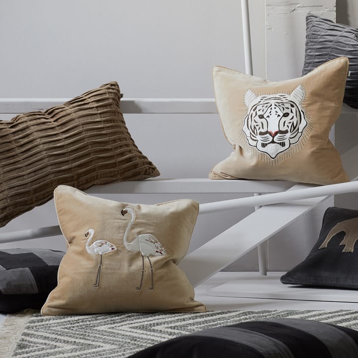 Embroidered Flamingo cushion cover 50x50 cm, Beige Chhatwal & Jonsson