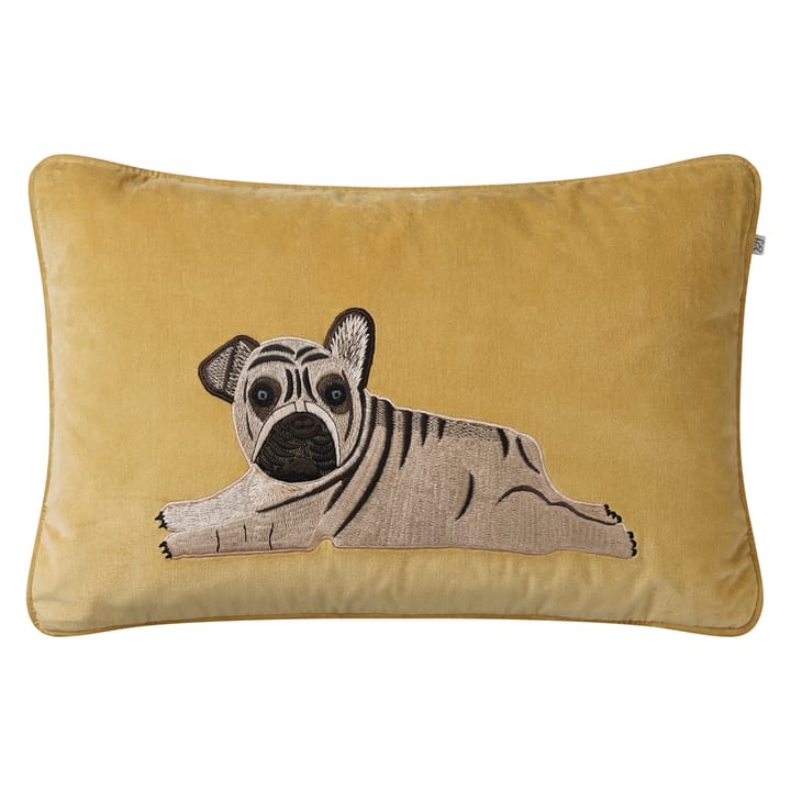Embroidered Puppy cushion cover 40x60 cm - spicy yellow - Chhatwal & Jonsson