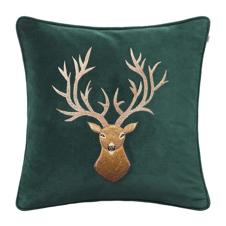 Embroidered Reindeer cushion cover 50x50 cm - Green - Chhatwal & Jonsson