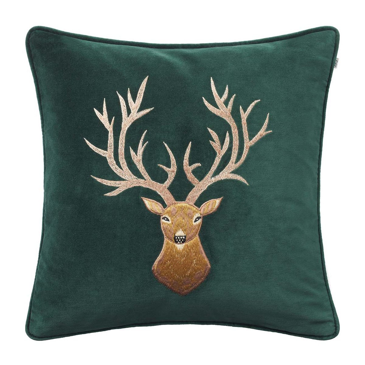 Chhatwal & Jonsson Embroidered Reindeer cushion cover 50x50 cm Green