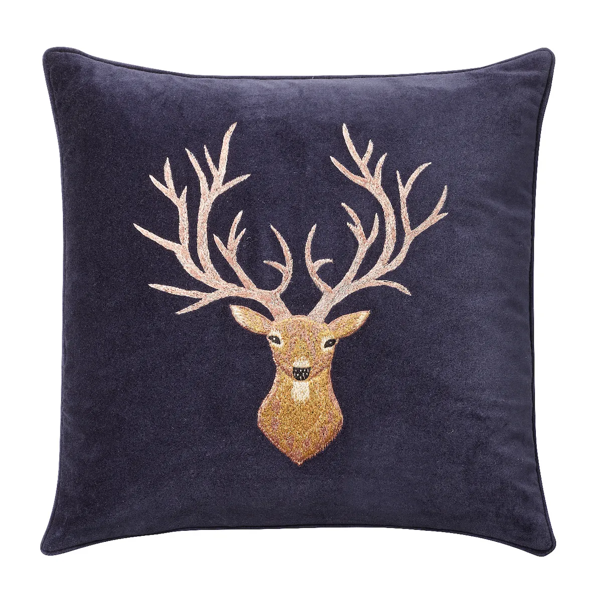 Embroidered Reindeer cushion cover 50x50 cm, navy Chhatwal & Jonsson