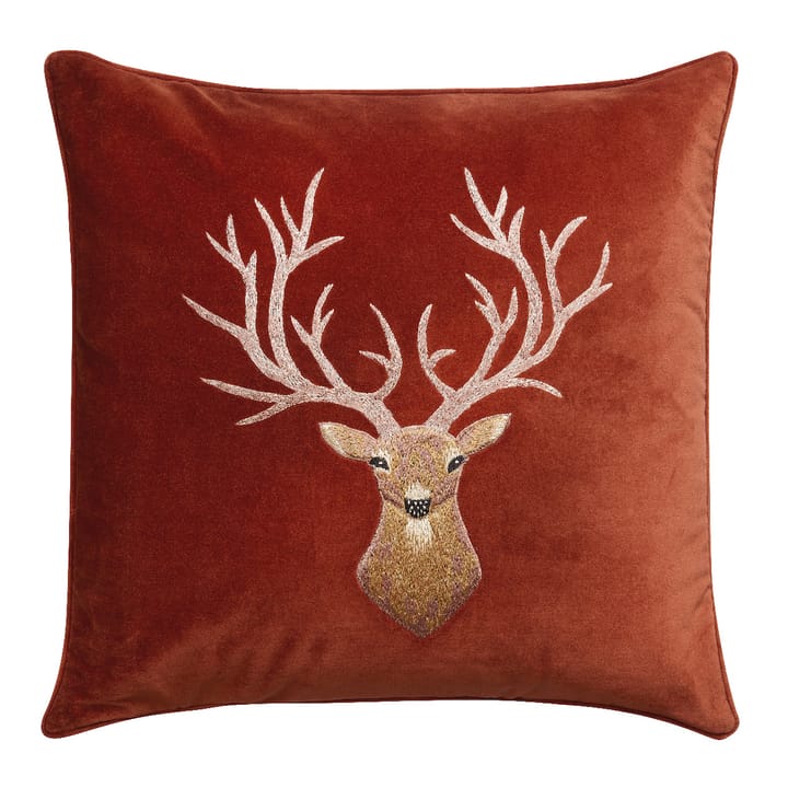 Embroidered Reindeer cushion cover 50x50 cm - rust - Chhatwal & Jonsson
