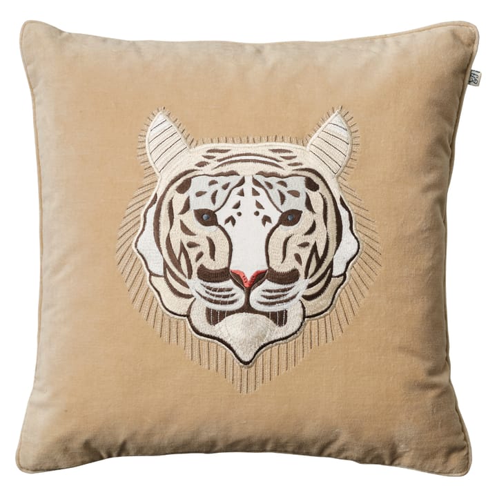 Embroidered Tiger cushion cover 50x50 cm - Beige - Chhatwal & Jonsson