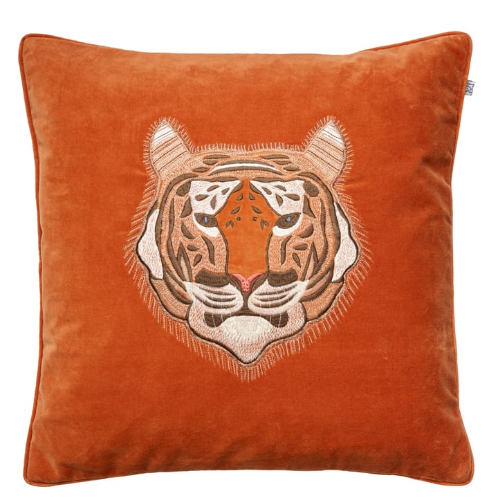Embroidered Tiger cushion cover 50x50 cm - Orange - Chhatwal & Jonsson