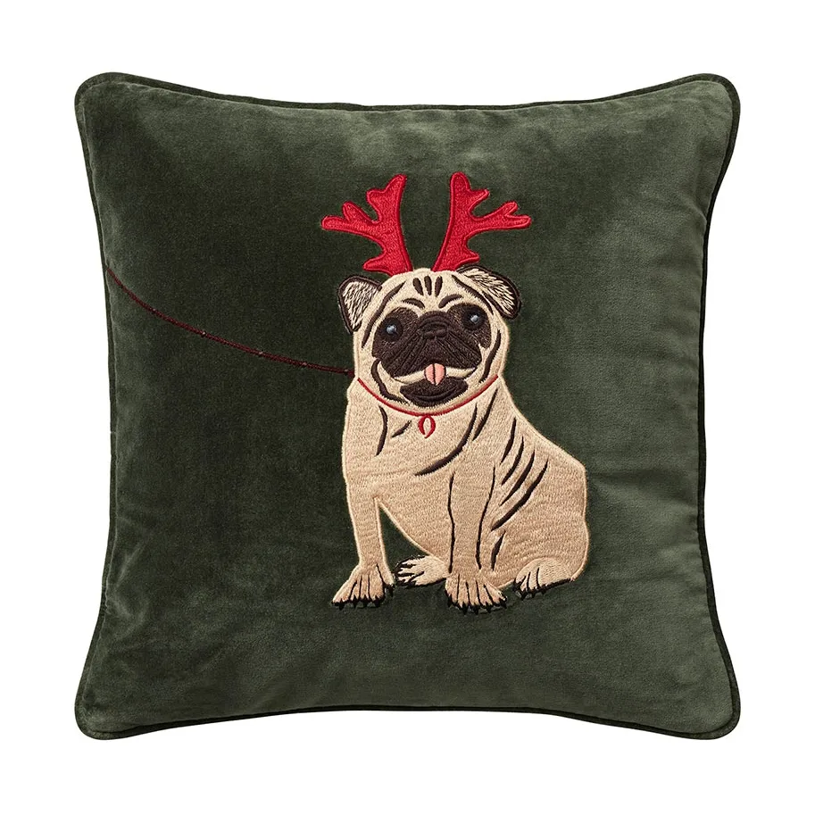 Chhatwal & Jonsson Holiday Dog cushion cover 50x50 cm Forest Green