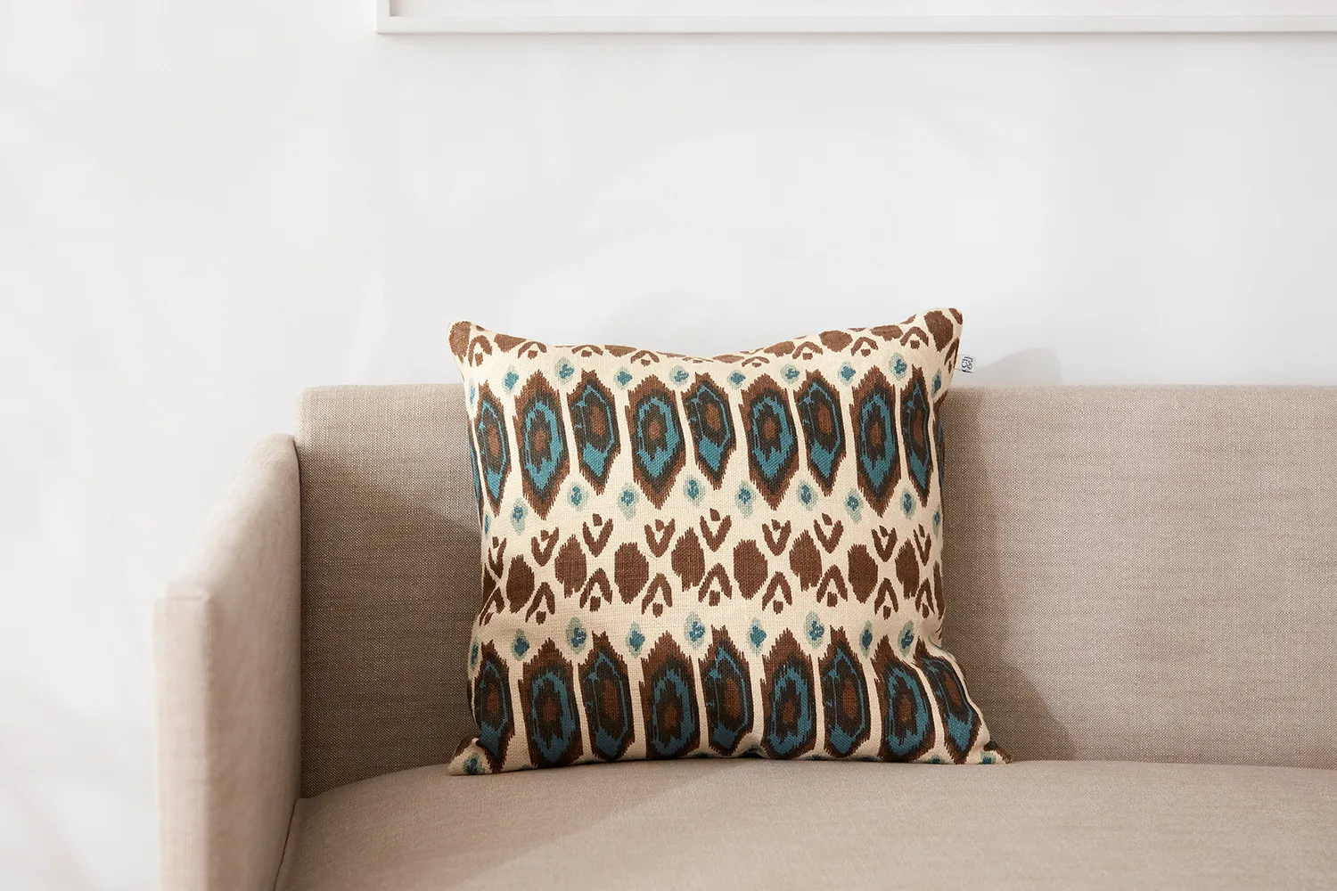 Ikat Bombay pillowcase 50x50 cm, Taupe-heaven blue-aqua Chhatwal & Jonsson