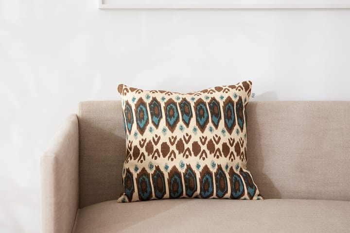 Ikat Bombay pillowcase 50x50 cm, Taupe-heaven blue-aqua Chhatwal & Jonsson