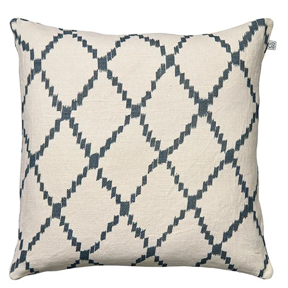 Ikat Kerela cushion cover 50x50 cm, White-blue Chhatwal & Jonsson