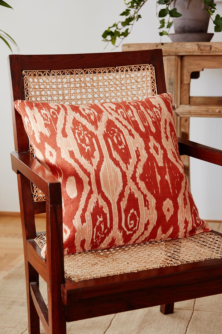 Ikat Madras cushion cover 50x50 cm, Apricot orange-rose Chhatwal & Jonsson