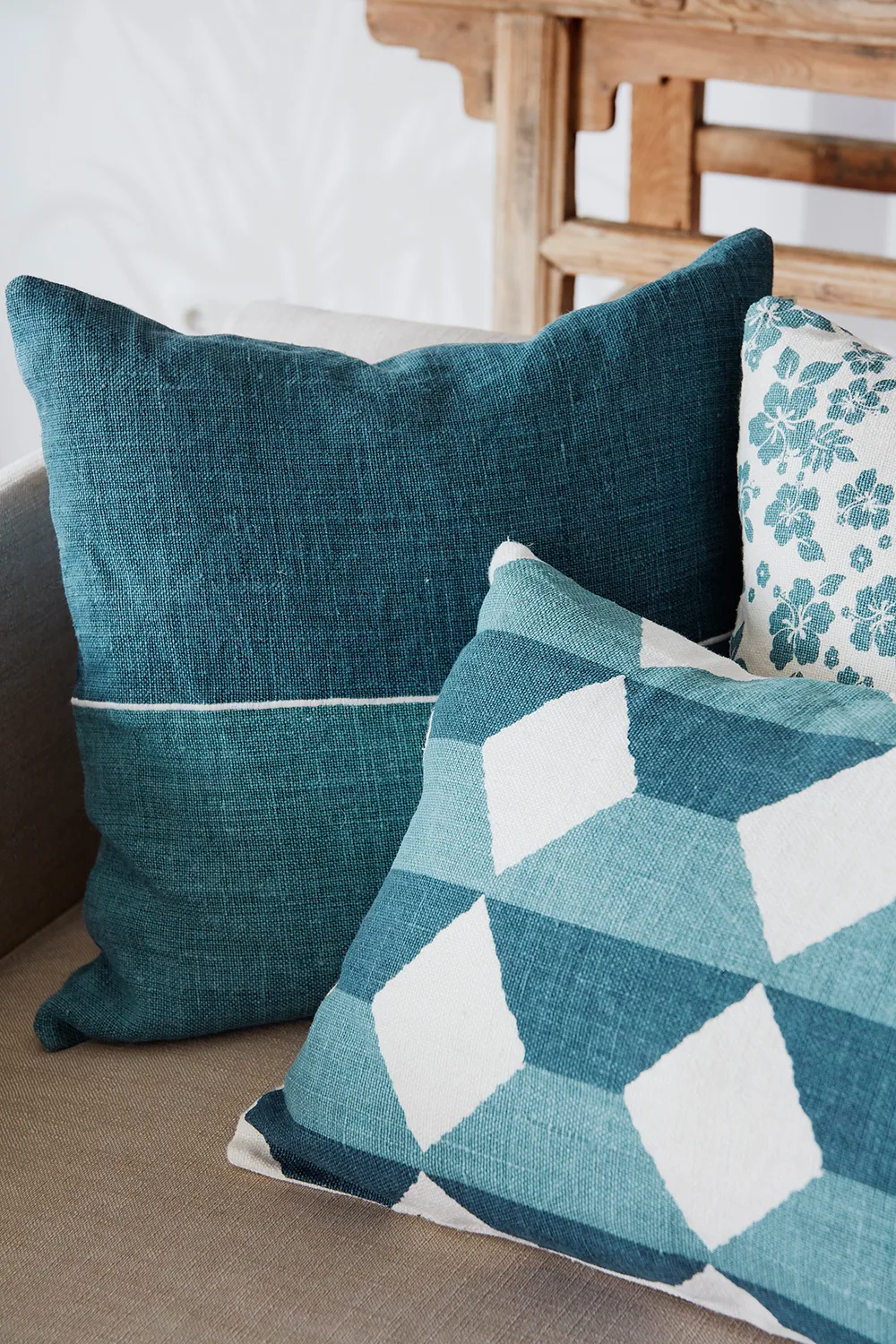 Indu pillowcase 50x50 cm, Off white-heaven blue Chhatwal & Jonsson