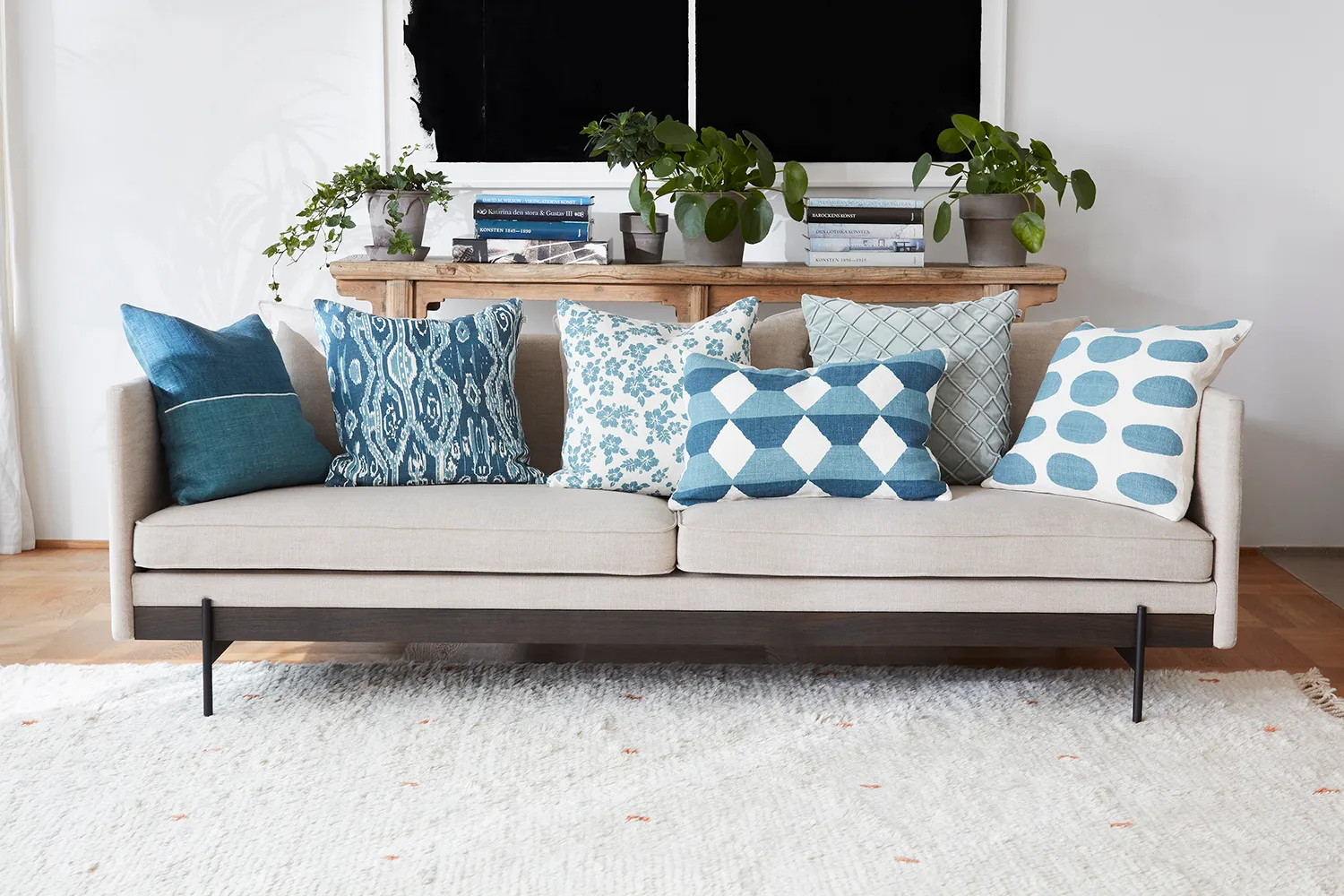 Indu pillowcase 50x50 cm, Off white-heaven blue Chhatwal & Jonsson