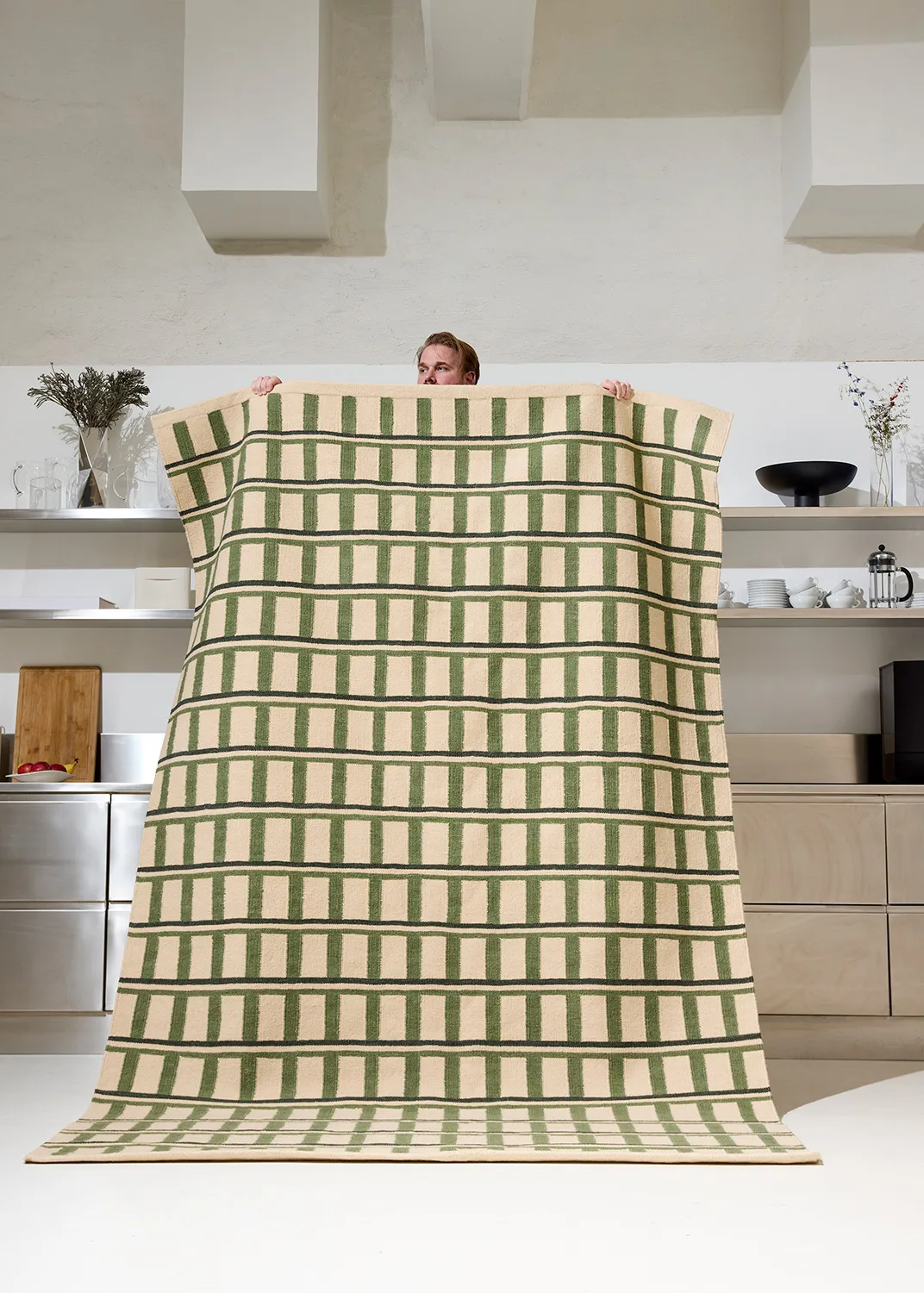 Mysore wool rug, Off white-green-dark green, 180x270 cm Chhatwal & Jonsson