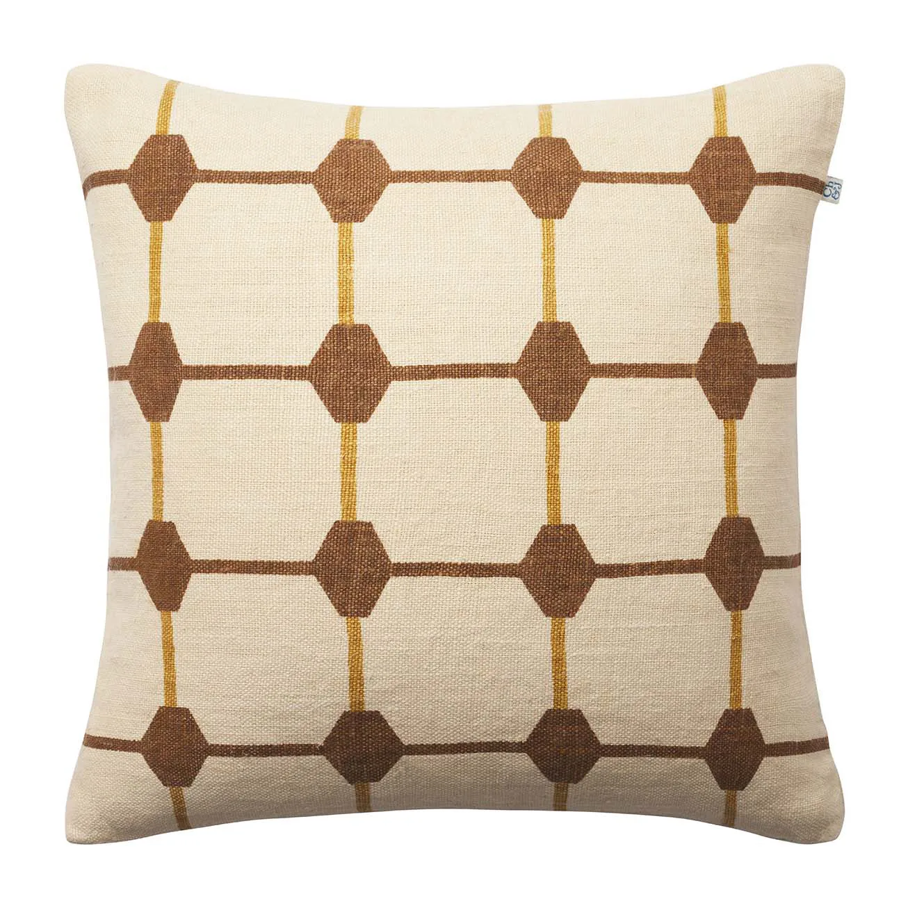 Rakhi cushion cover 50x50 cm, Taupe-spicy yellow Chhatwal & Jonsson