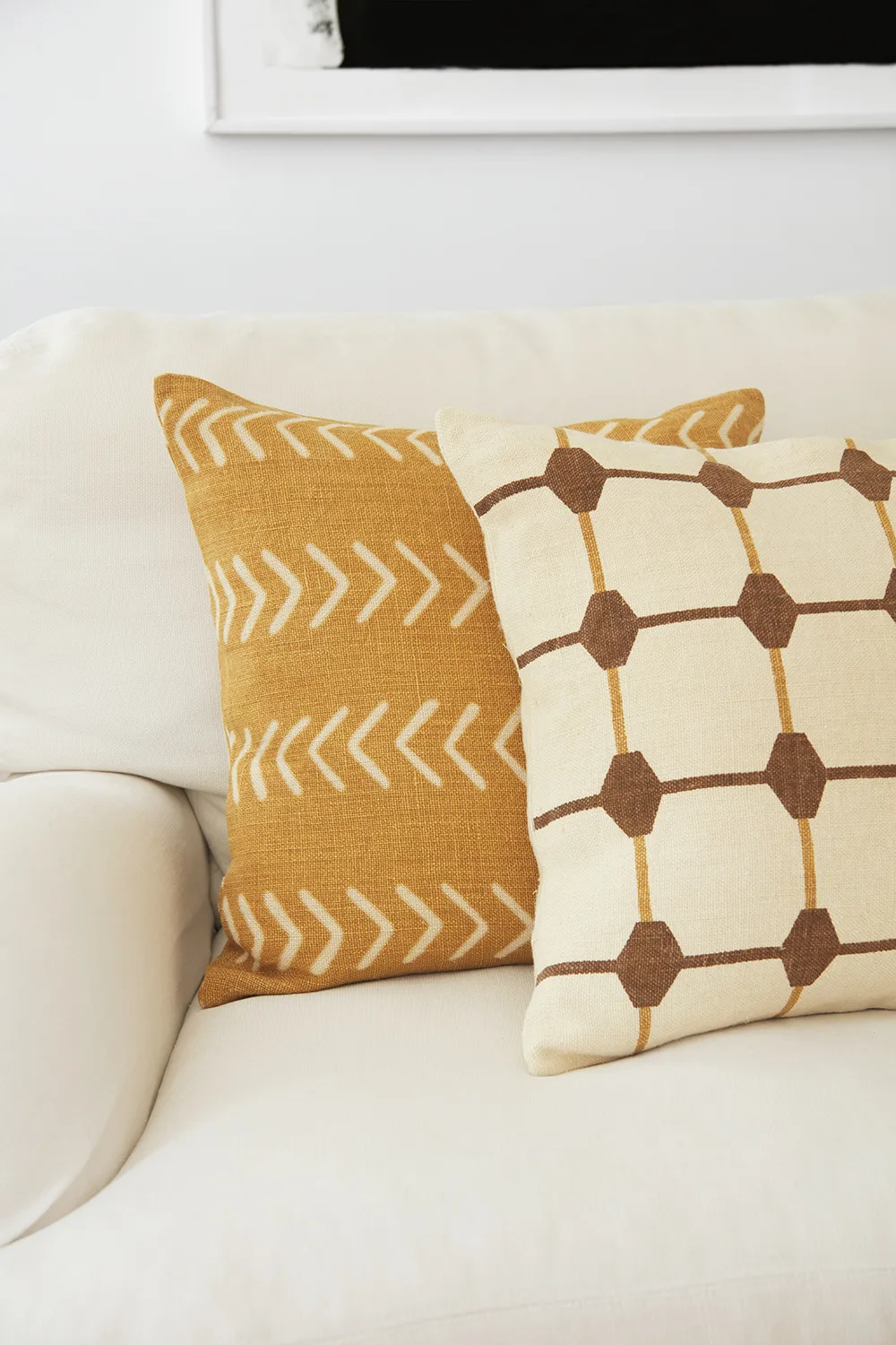 Rakhi cushion cover 50x50 cm, Taupe-spicy yellow Chhatwal & Jonsson
