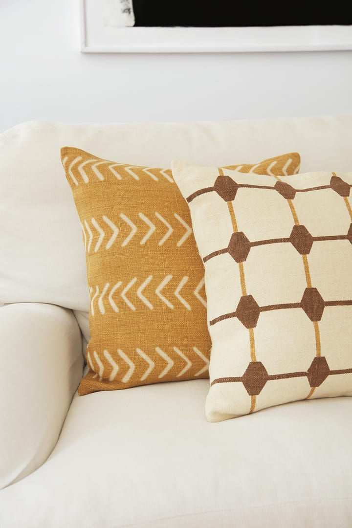 Rakhi cushion cover 50x50 cm - Taupe-spicy yellow - Chhatwal & Jonsson