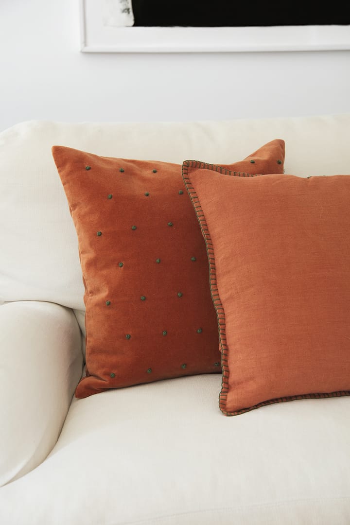 Roma cushion cover 50x50 cm, Terracotta-forest green Chhatwal & Jonsson