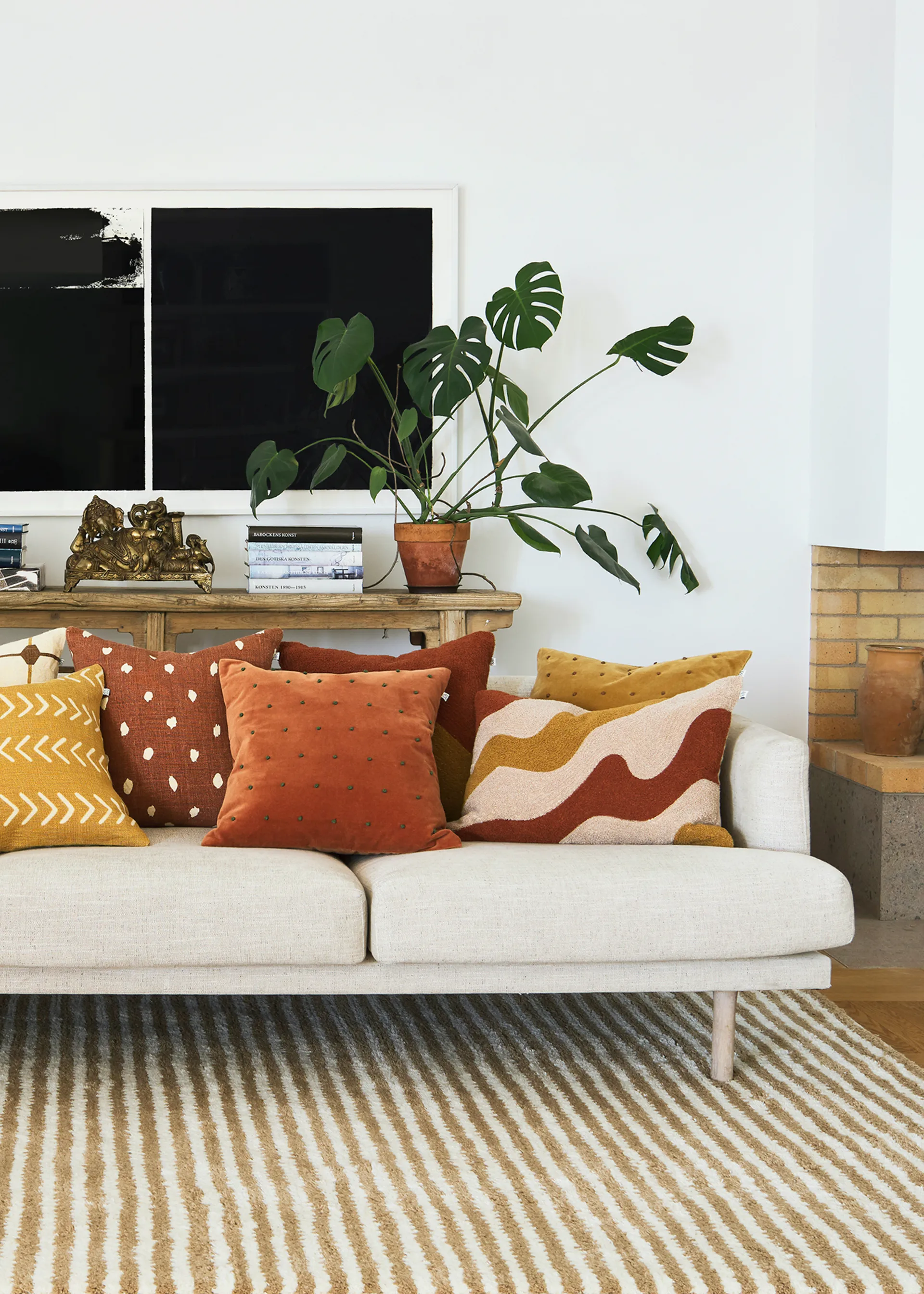 Roma cushion cover 50x50 cm, Terracotta-forest green Chhatwal & Jonsson