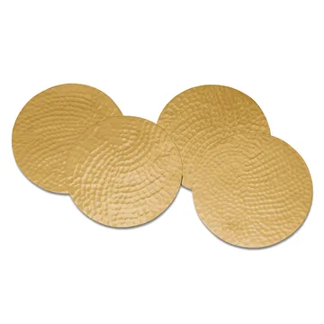 Glass coaster hammered Ø10 cm 4-pack - brass - Classic Collection