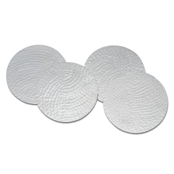 Glass coaster hammered Ø10 cm 4-pack - nickle plated brass - Classic Collection