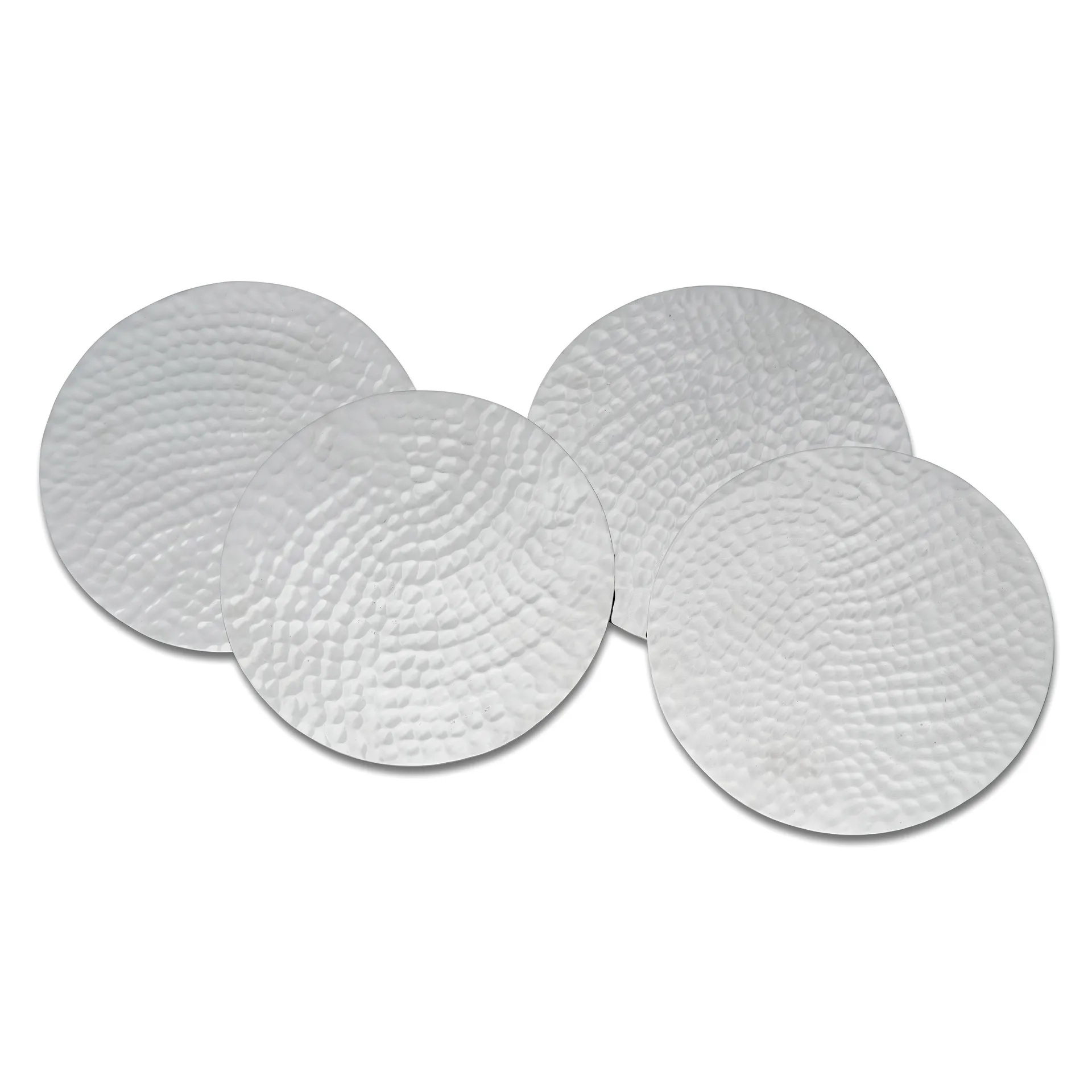 Glass coaster hammered Ø10 cm 4-pack, nickle plated brass Classic Collection