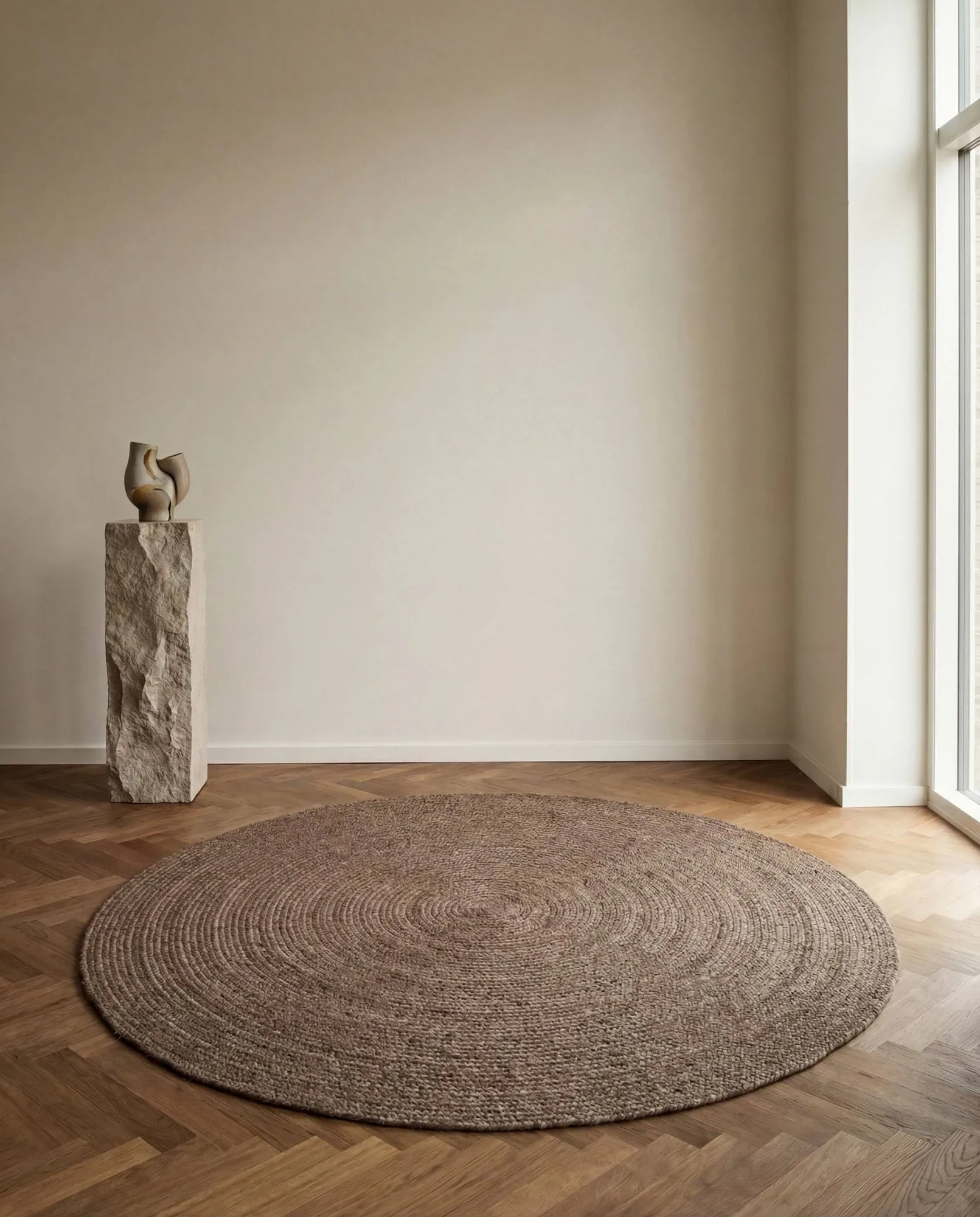 Merino wool carpet round Ø160 cm, Brown Classic Collection