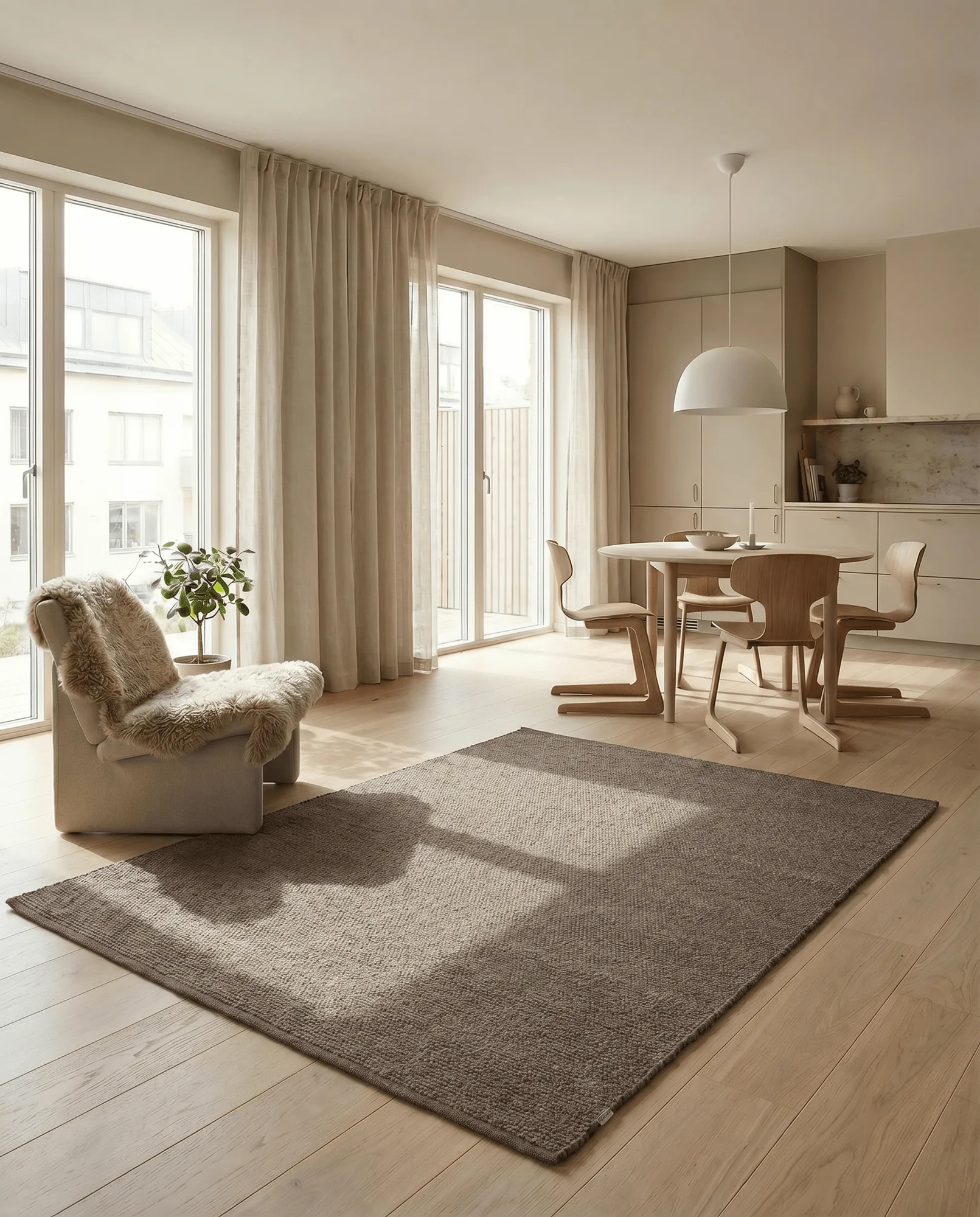 Merino wool rug, Brown, 300x400 cm Classic Collection