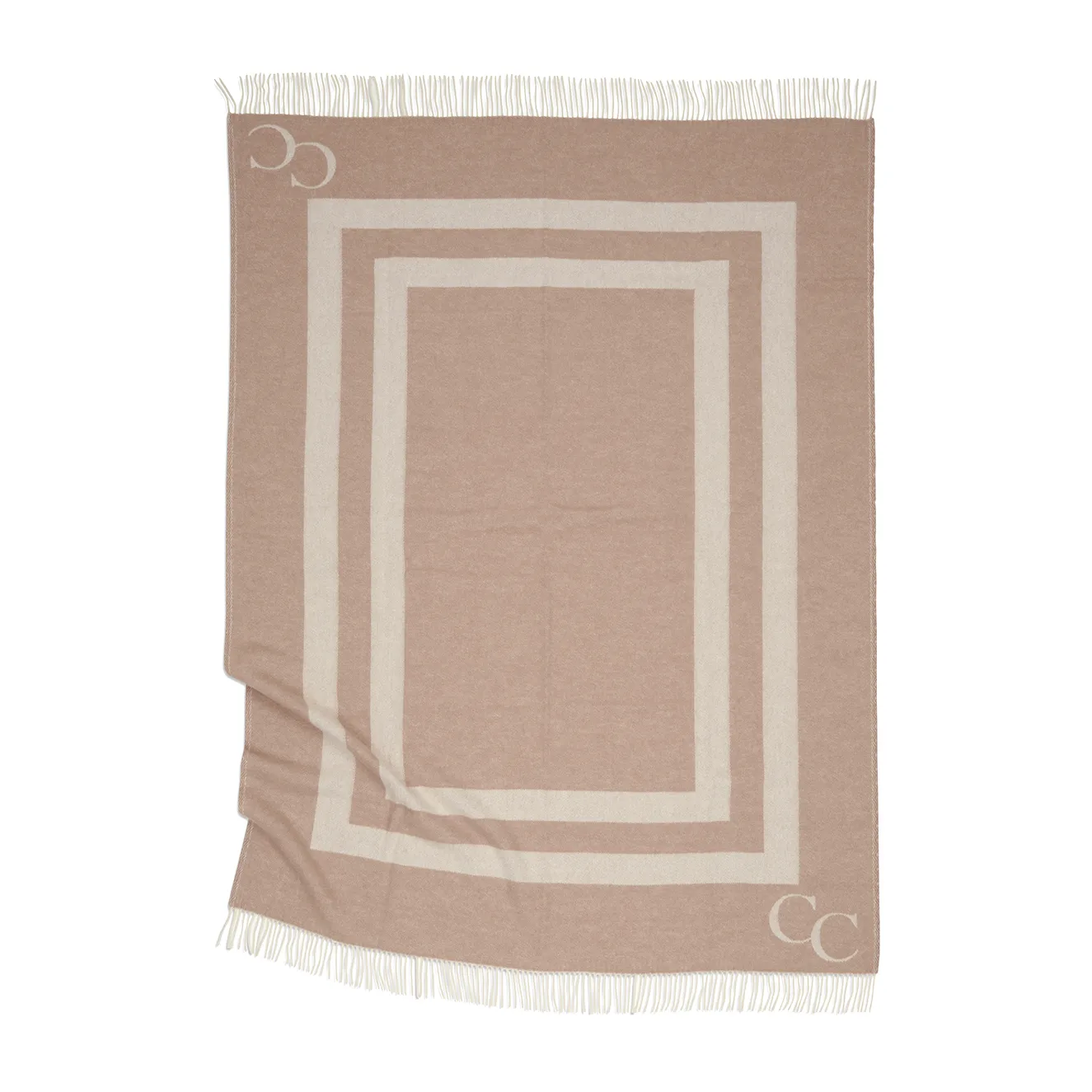 Monogram wool throw 130x200 cm, beige Classic Collection