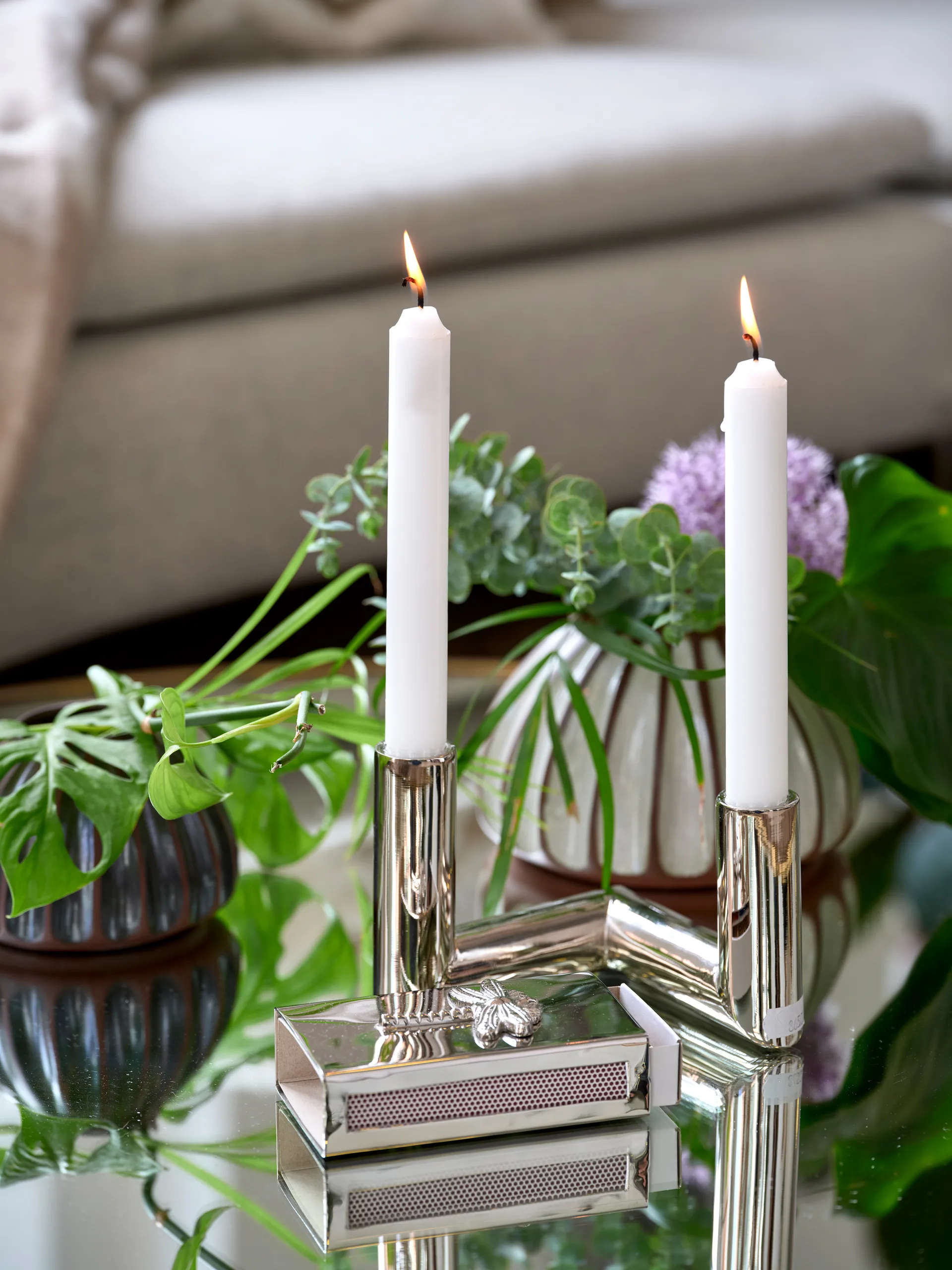 Pipe candle sticks 11 cm, Nickel-plated brass Classic Collection