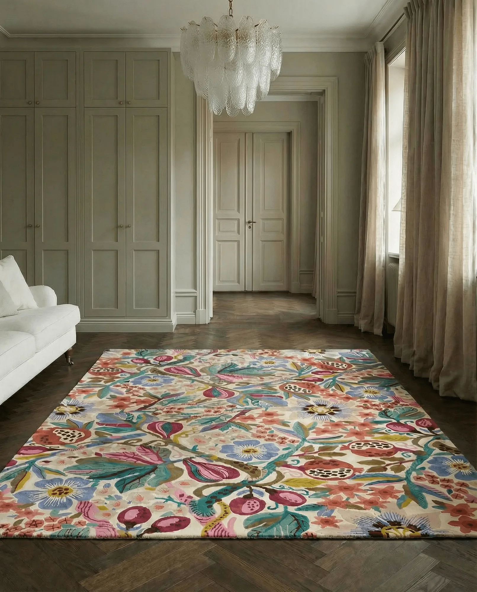 Pomegranate rug, White-multi, 250x350 cm Classic Collection