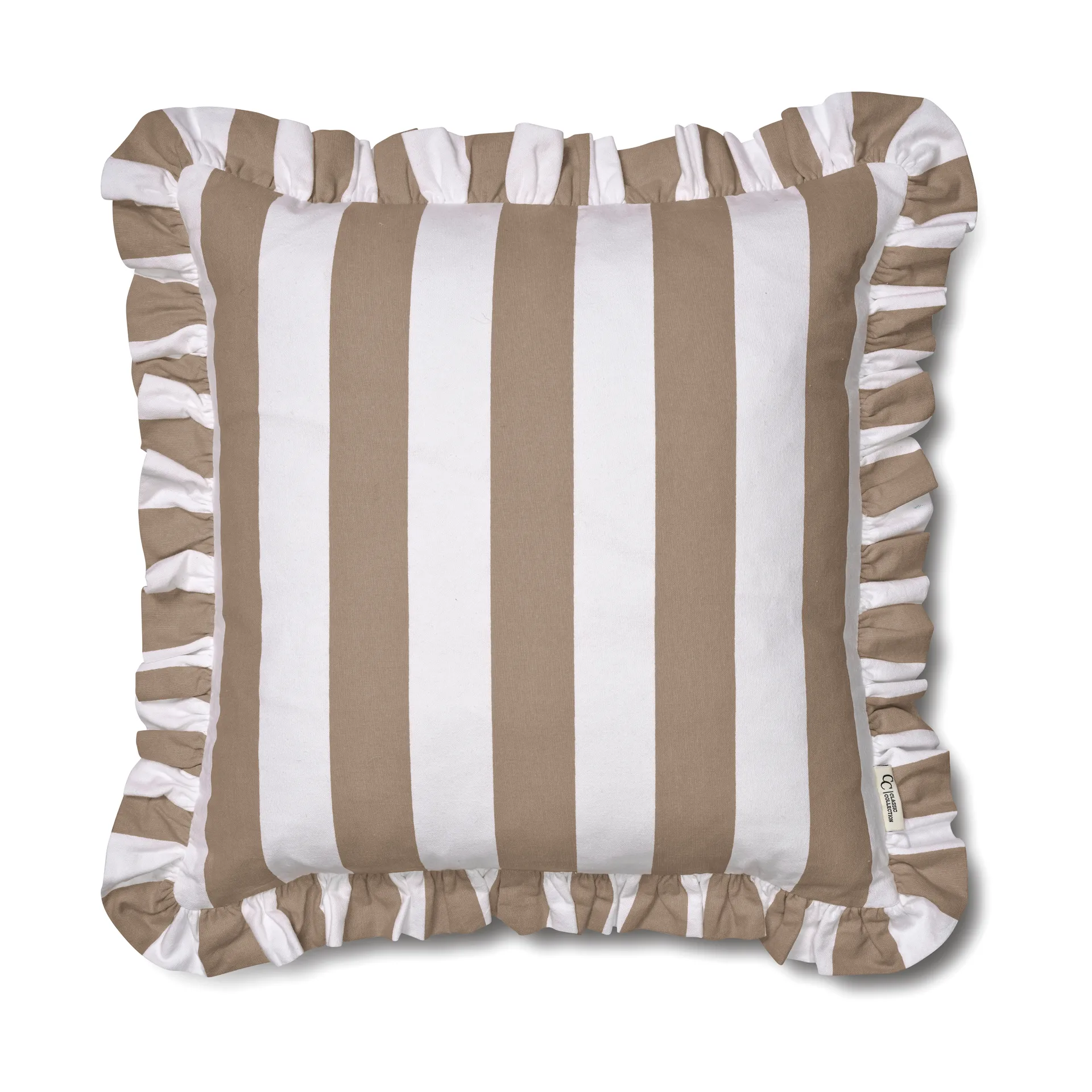 Ruffle Stripes cushion cover 50x50 cm, Beige Classic Collection