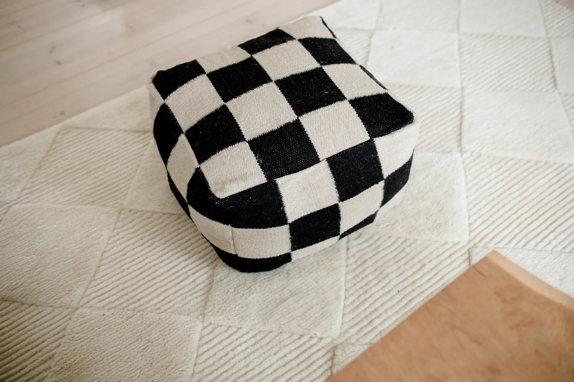 Square pouf 50x50 cm, Black-natural Classic Collection