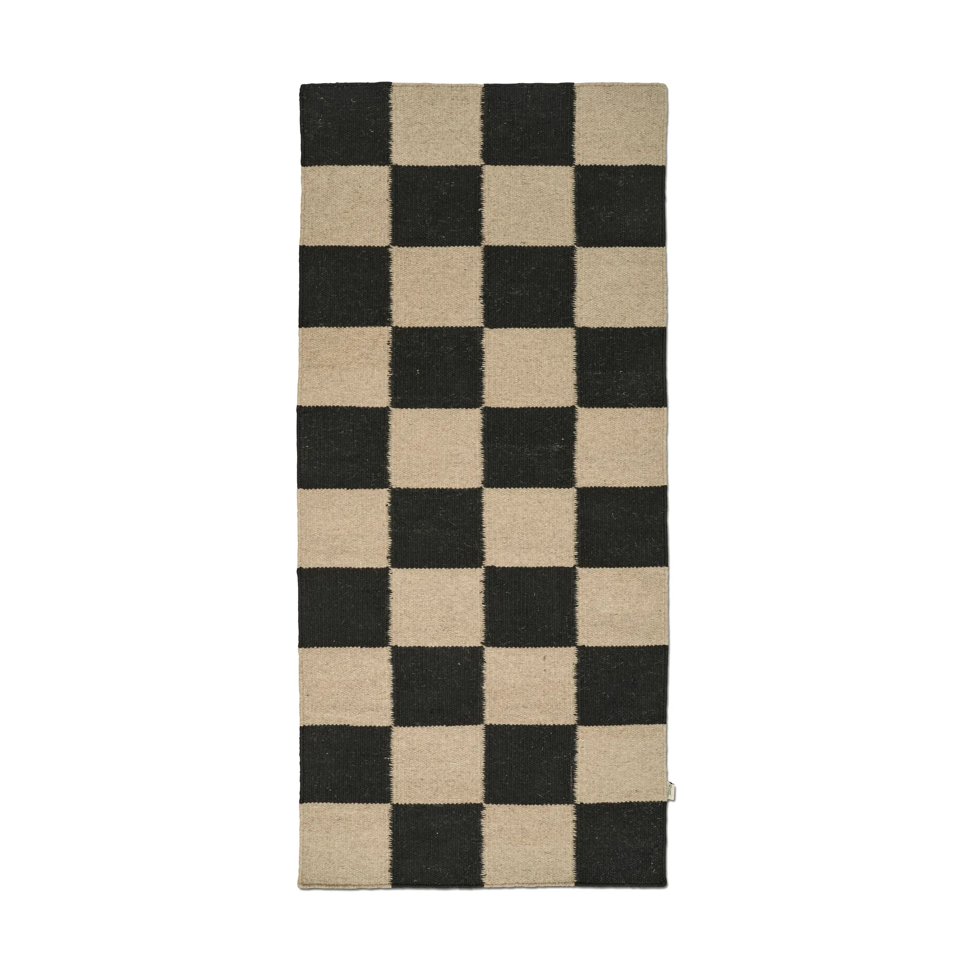 Squares runner rug, Black-natural, 80x200 cm Classic Collection