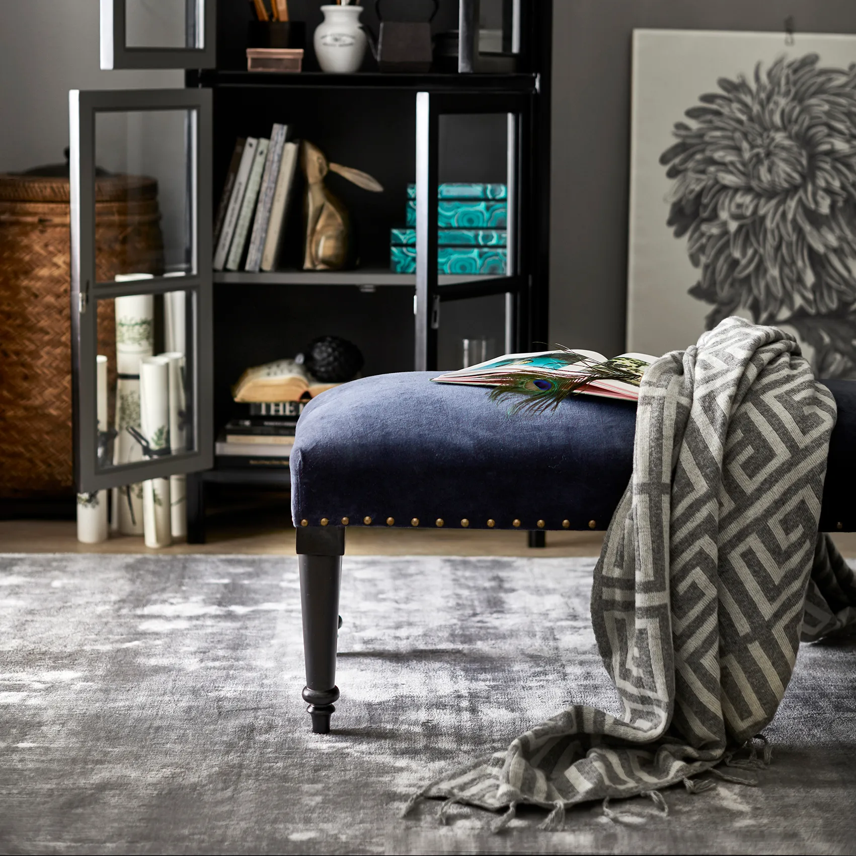 Velvet Tencel rug 170x230 cm, Silver Classic Collection