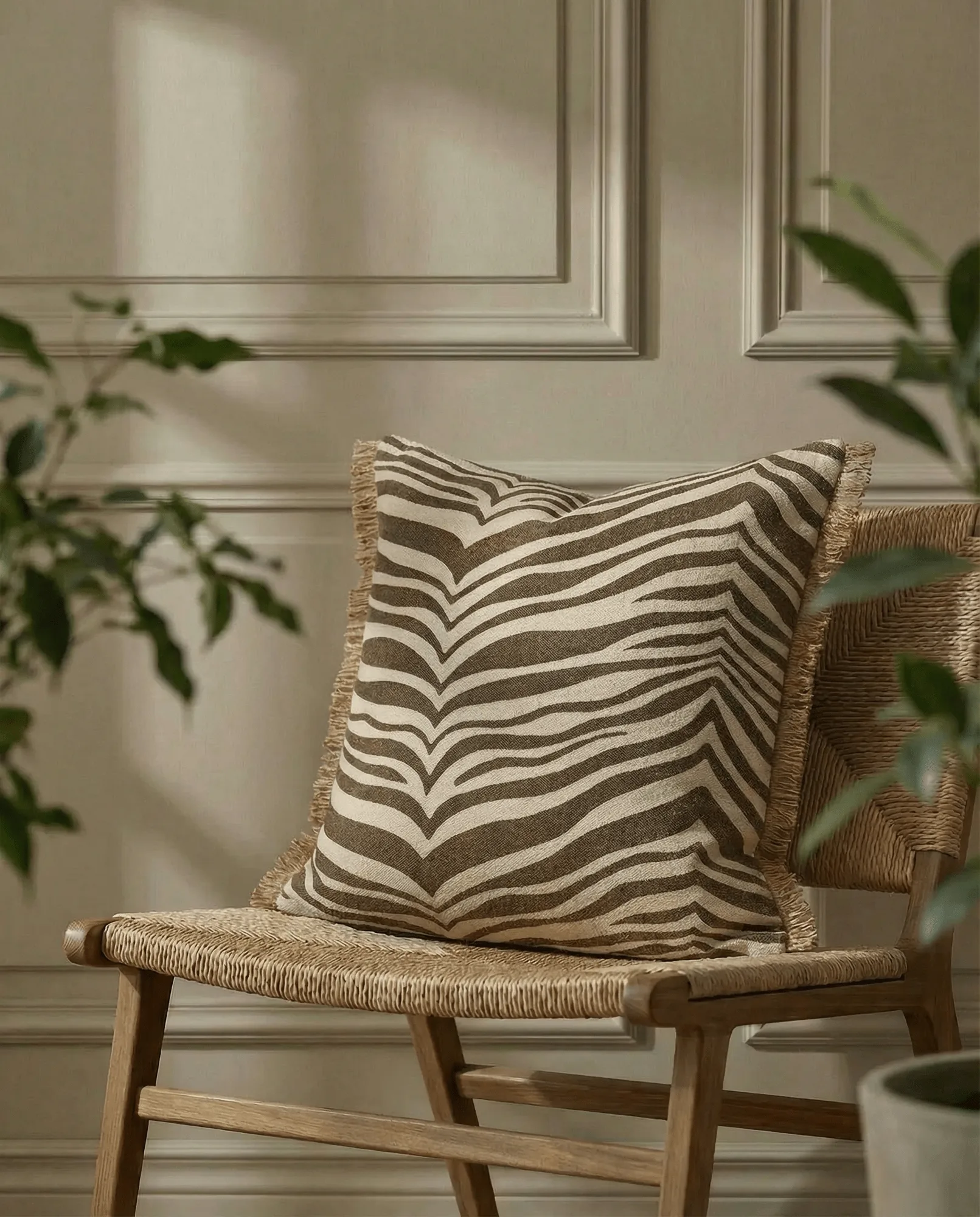 Zebra cushion, Brown-natural, 50x50 cm Classic Collection