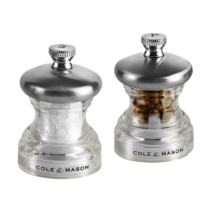 Button salt and pepper mill 6.5 cm - Transparent - Cole & Mason