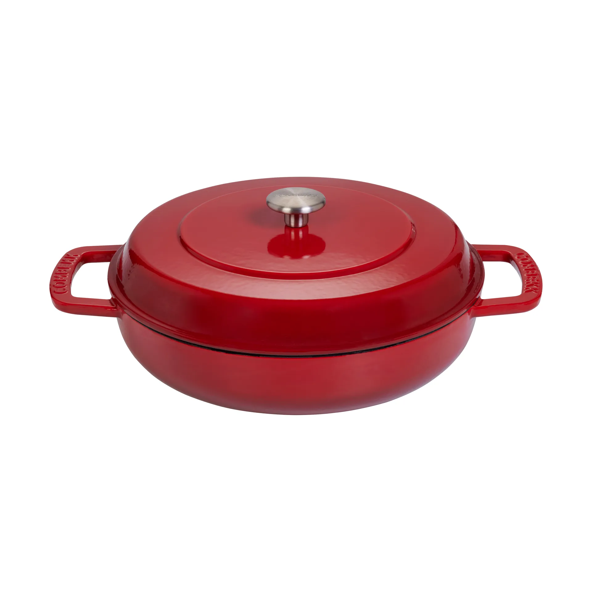 Combekk Enameled cast iron sauté pan Ø28 cm, Cherry-silver knob Combekk