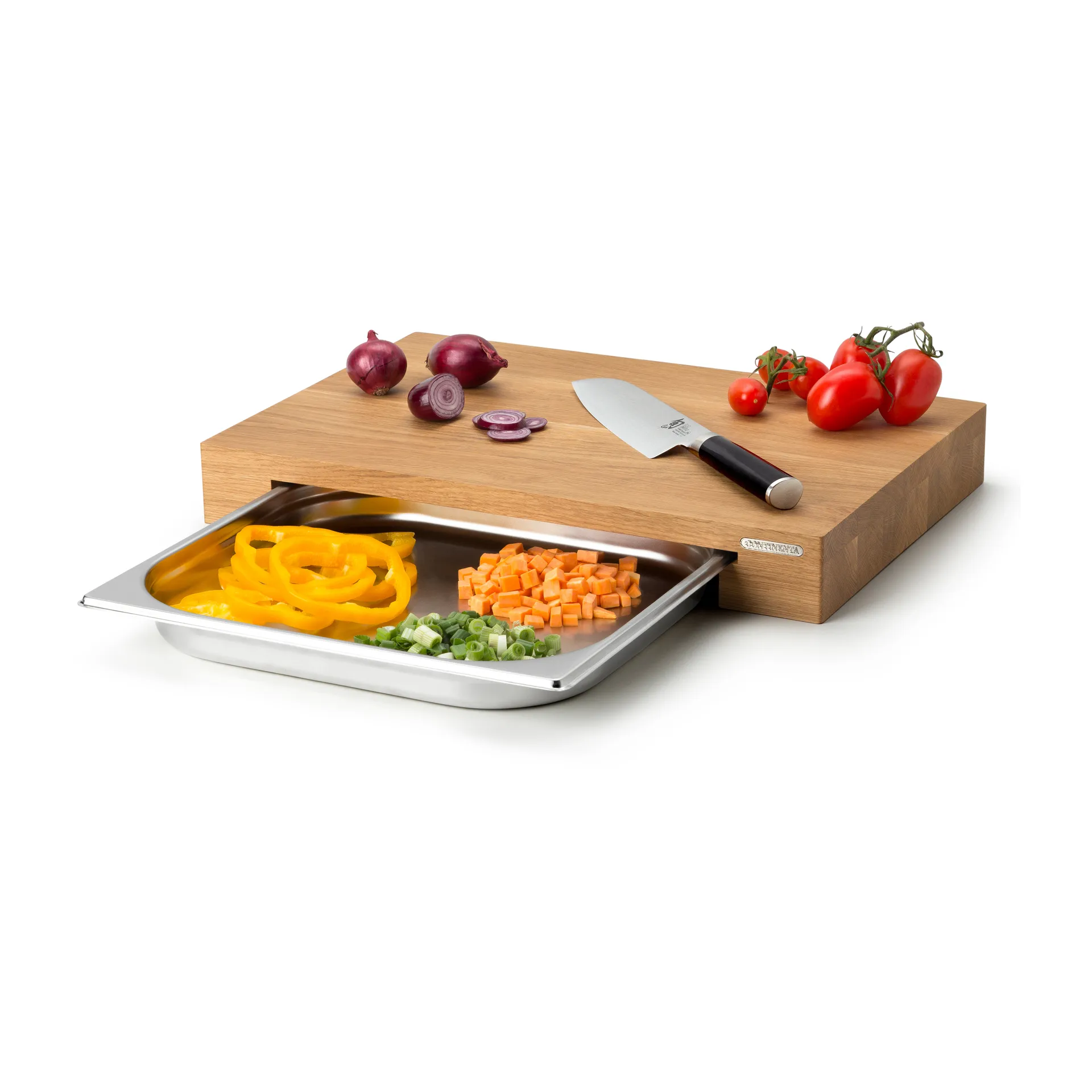 Cutting board oak with 1 tray, 32x48 cm Continenta