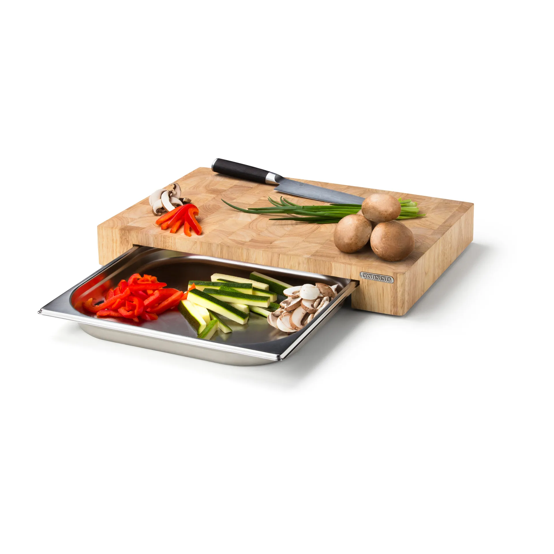 Cutting board rubber tree with 1 tray, 27x39 cm Continenta